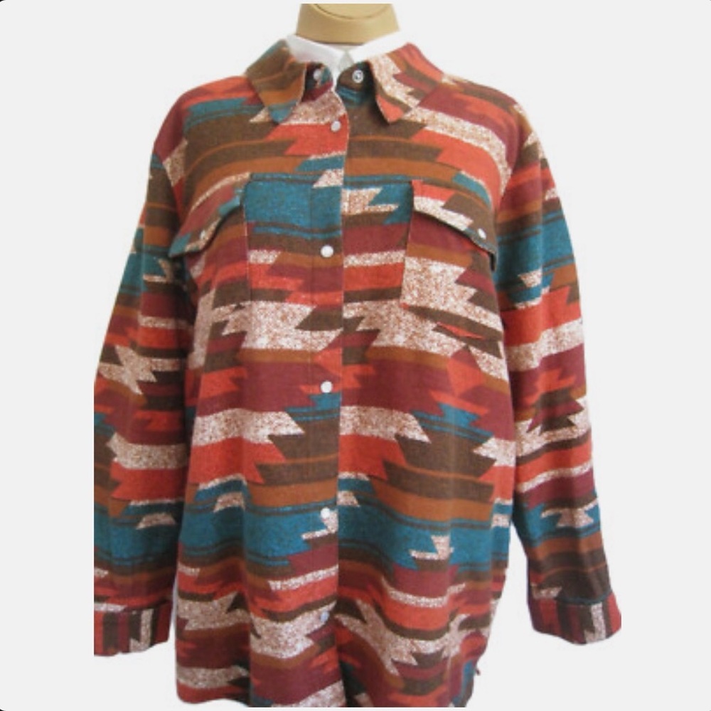 CANYON RETREAT AZTEC FLANNEL WESTERN SHIRT SNAP BUTTONS WOMEN'S size 2X